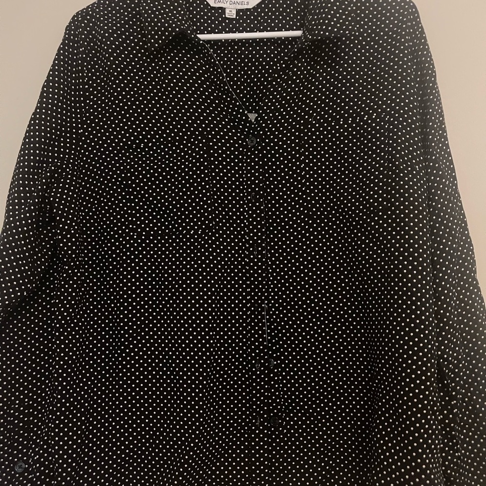Emily Daniel’s Black Polka Dot Button Up‎ Long Sleeve Shirt